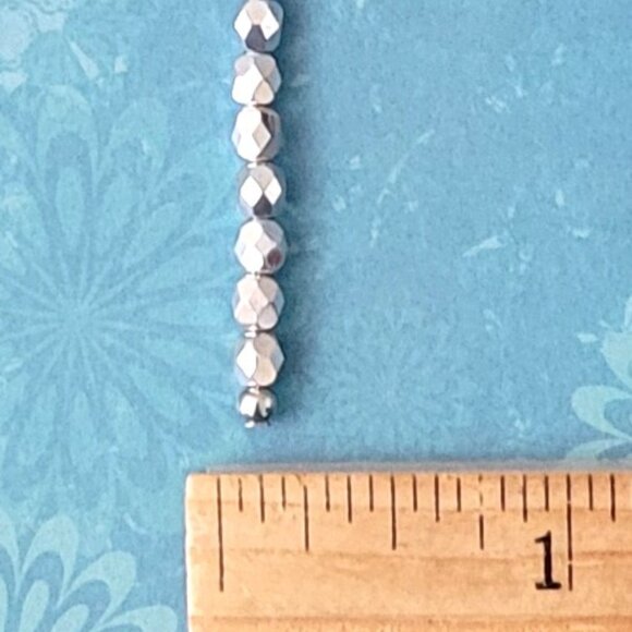 CZECH Silver Fire Polish Faceted Glass Earrings, Stainless Steel Lever Back - Picture 6 of 6